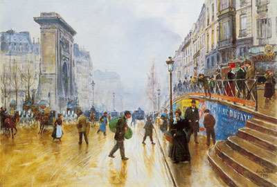 Jean Beraud, Arc de Triomphe Champs-Elysees Fine Art Reproduction Oil Painting