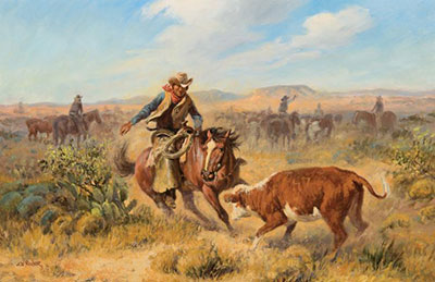 Joe Beeler, Along the Chisholm Trail Fine Art Reproduction Oil Painting