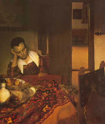 Johannes Vermeer, A Girl Asleep Fine Art Reproduction Oil Painting