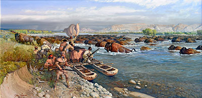 John Clymer, Captain Clark Buffalo Gangue Fine Art Reproduction Oil Painting