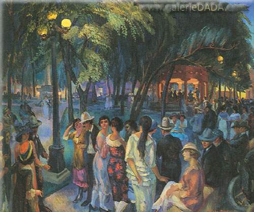 John Sloan, Music in the Plaza Fine Art Reproduction Oil Painting