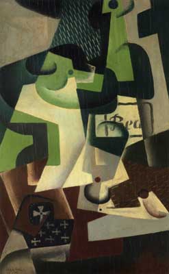 Juan Gris, Bottle of Beaune and a Fruit Dish Fine Art Reproduction Oil Painting