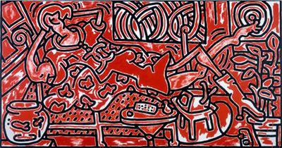 Keith Haring, Red Room Fine Art Reproduction Oil Painting