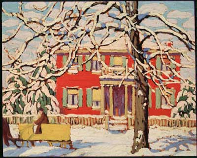 Lawren Harris, Red House and Yellow Sleigh Fine Art Reproduction Oil Painting