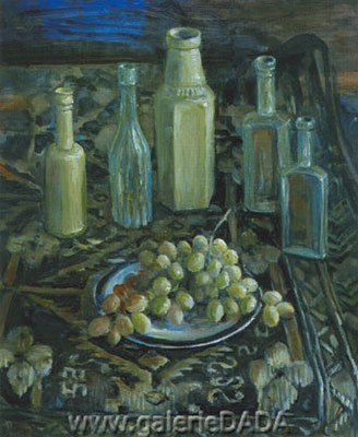 Margaret Hannah Olley, Bottles and Grapes Fine Art Reproduction Oil Painting