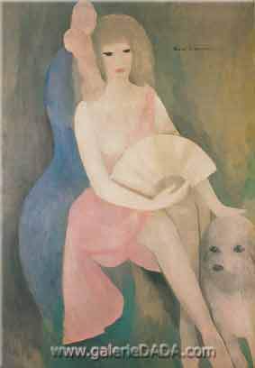 Marie Laurencin, Young Woman with Fan Fine Art Reproduction Oil Painting