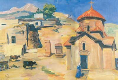 Martiros Saryan, Karmravor Church. Ashtarak Fine Art Reproduction Oil Painting