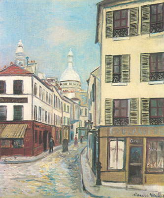 Maurice Utrillo, Rue St Rustique at Montmartre Fine Art Reproduction Oil Painting
