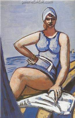 Max Beckmann, Quappi in Blue in a Boat Fine Art Reproduction Oil Painting