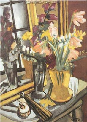 Max Beckmann, Still Life with Violet Dahlias Fine Art Reproduction Oil Painting