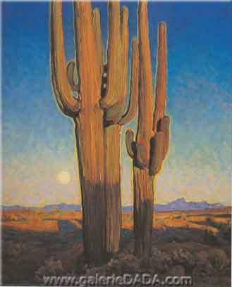 Maynard Dixon, Saguaros at Sunset Fine Art Reproduction Oil Painting