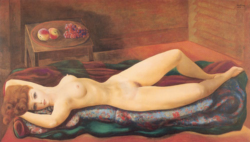 Moise Kisling, Large Red Nude Fine Art Reproduction Oil Painting