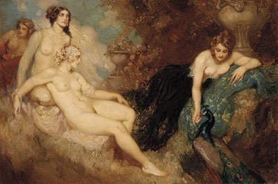 Norman Lindsay, Court to Peacocks  Fine Art Reproduction Oil Painting