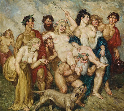 Norman Lindsay, Silenus Finds a Companion Fine Art Reproduction Oil Painting
