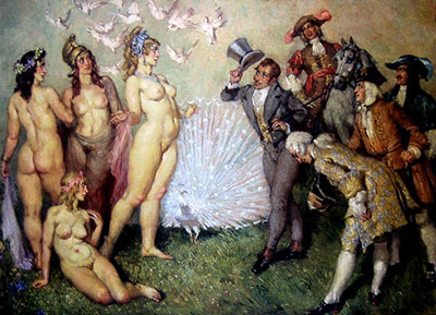 Norman Lindsay, The Introduction Fine Art Reproduction Oil Painting
