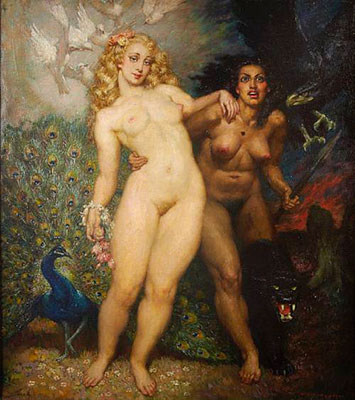 Norman Lindsay, The Sisters Fine Art Reproduction Oil Painting