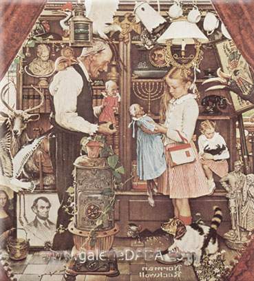 Norman Rockwell, Curiosity Shop Fine Art Reproduction Oil Painting