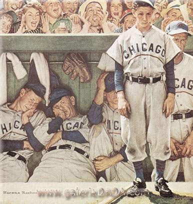 Norman Rockwell, The Dugout Fine Art Reproduction Oil Painting