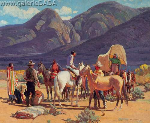 Oscar Berninghaus, Horse Traders Fine Art Reproduction Oil Painting
