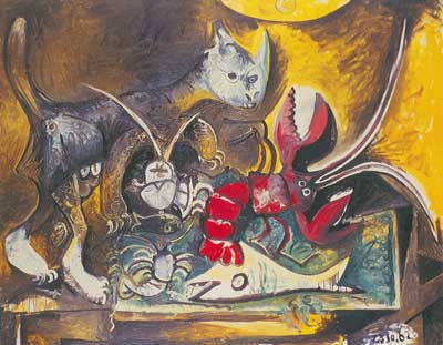 Pablo Picasso, Still Life with a Cat Fine Art Reproduction Oil Painting