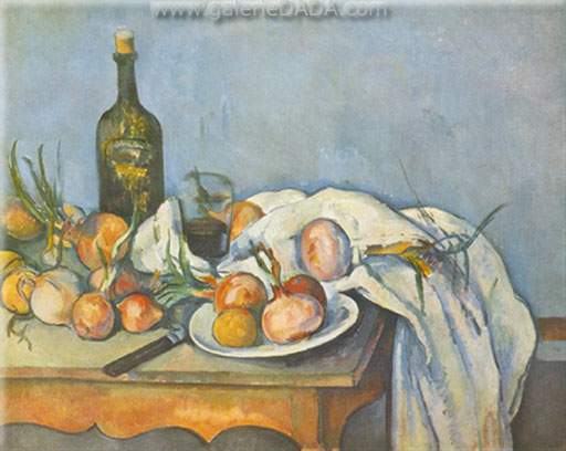Paul Cezanne, Still-Life with Onions and Bottle Fine Art Reproduction Oil Painting