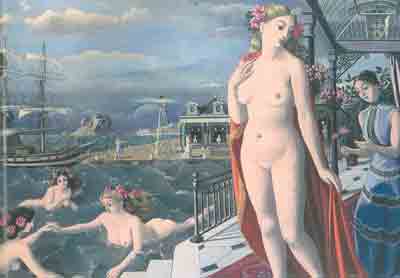 Paul Delvaux, Young Girl in Front of a Temple Fine Art Reproduction Oil Painting