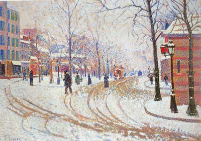 Paul Signac, Snow, Boulevard de Clichy, Paris Fine Art Reproduction Oil Painting