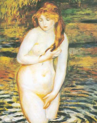 Pierre August Renoir, Young Woman Bathing Fine Art Reproduction Oil Painting