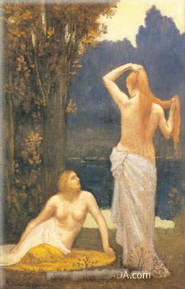 Pierre Puvis de Chavannes, The Bathers Fine Art Reproduction Oil Painting