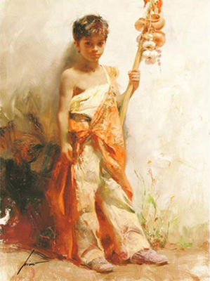 Pino Daeni, Young Peddler Fine Art Reproduction Oil Painting