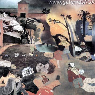 R.B. Kitaj, Cecil Ct London WC2 (The Refugees) Fine Art Reproduction Oil Painting