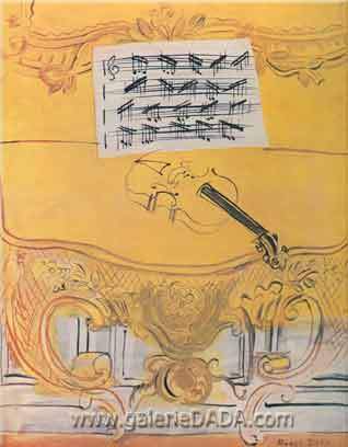 Raoul Dufy, Yellow Console with Violin Fine Art Reproduction Oil Painting