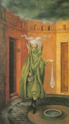 Remedios Varo, Woman Leaving the Psychoanalyst Fine Art Reproduction Oil Painting