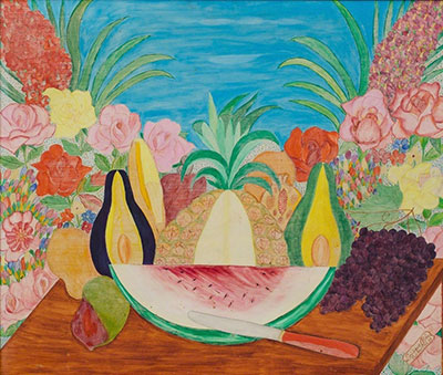 Seneque Obin, Still Life of Fruit & Flowers Fine Art Reproduction Oil Painting