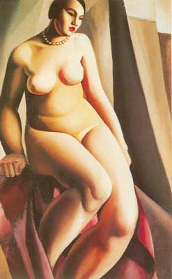 Tamara de Lempicka, Seated Nude Fine Art Reproduction Oil Painting