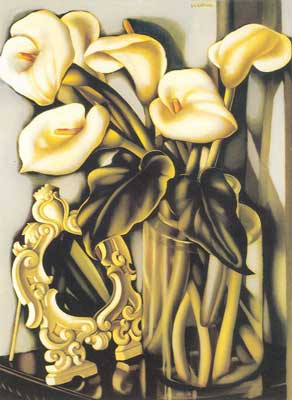 Tamara de Lempicka, Still Life with Arums and Mirror Fine Art Reproduction Oil Painting