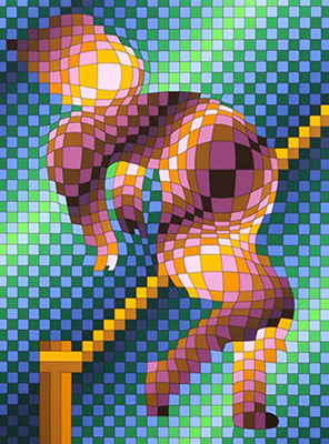 Victor Vasarely, Harlequin Sportif (Hockey) Fine Art Reproduction Oil Painting