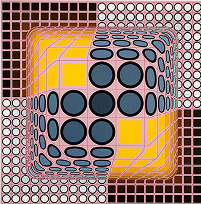 Victor Vasarely, Pink Composition Fine Art Reproduction Oil Painting