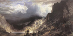 Albert Bierstadt, Storm in the Rocky Mountains - Mt Rosalie Fine Art Reproduction Oil Painting
