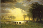 Albert Bierstadt, The Buffalo Trail Fine Art Reproduction Oil Painting