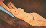 Amedeo Modigliani, Reclining Nude with Blue Cushion Fine Art Reproduction Oil Painting