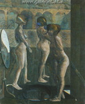Armando Morales, Three Nudes and a Car Viaduct Bicycles Fine Art Reproduction Oil Painting