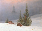 Caspar David Friedrich, Winter Landscape with a Church Fine Art Reproduction Oil Painting
