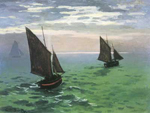 Claude Monet, Fishing Boats at Sea Fine Art Reproduction Oil Painting