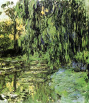 Claude Monet, View of the Water-Lily Pond with Willow Tree Fine Art Reproduction Oil Painting
