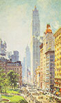 Colin Campbell Cooper,  Lower Broadway in Wartime Fine Art Reproduction Oil Painting