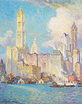 Colin Campbell Cooper, Wall Street Fine Art Reproduction Oil Painting