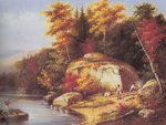 Cornelius Krieghoff, Fishermen on Lake St Charles Fine Art Reproduction Oil Painting