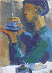 David  Park, Woman with Teacup Fine Art Reproduction Oil Painting