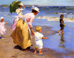 Edward Henry Potthast, At the Beach Fine Art Reproduction Oil Painting